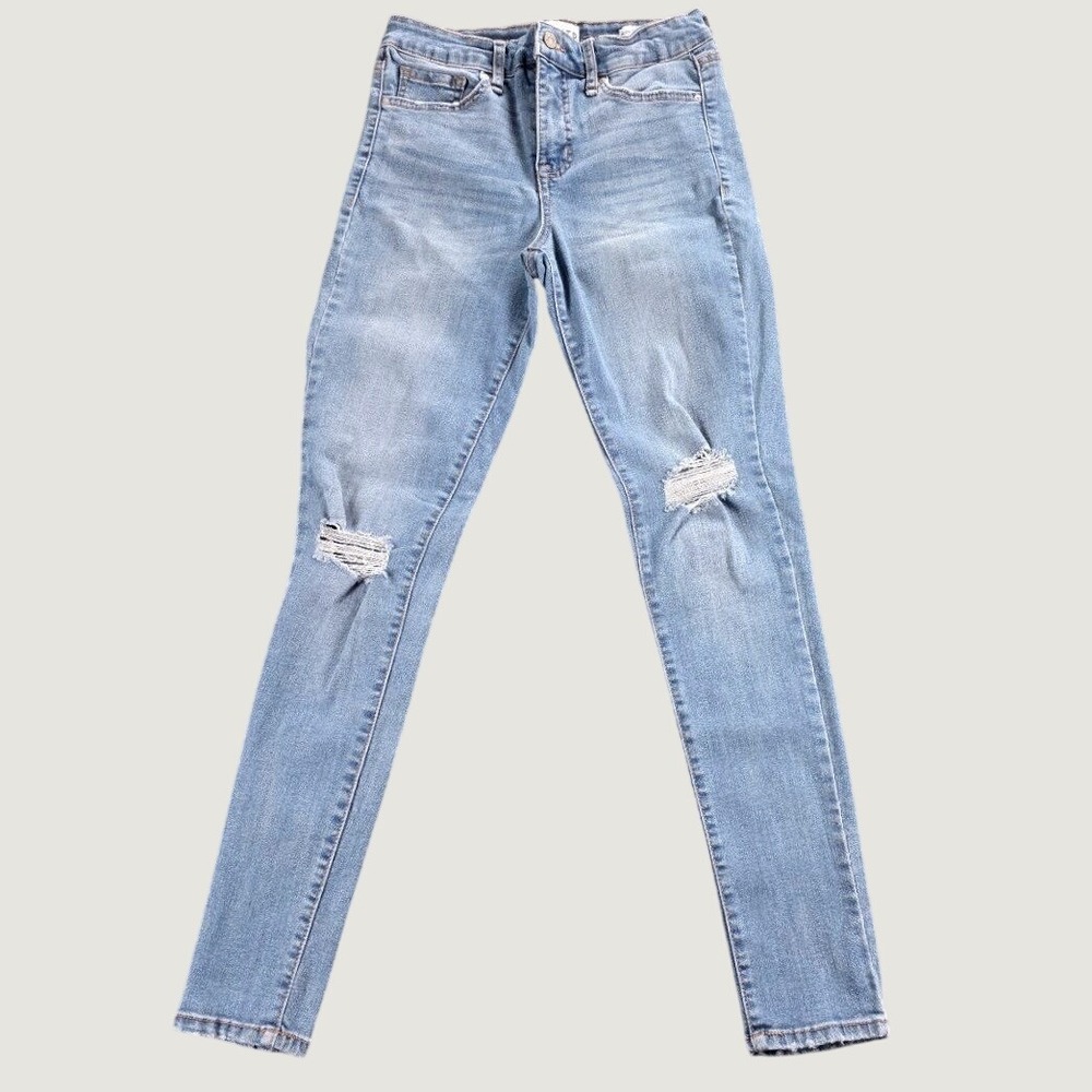 Frayed Jeans‎ Womens High Rise Skinny Distressed Light Wash Blue Denim Size 26